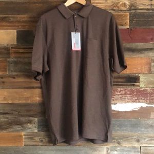 Men's Roundtree & Yorke brown polo shirt Lrg NWT!!